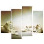 Tableau Lion Lionne Lionceau décoration d'intérieur blanche