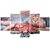 Tableau Lion Féérie décoration d'intérieur tête de mort et lion