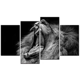 Tableau Lion Noir et Blanc Puissance 4 pièces
