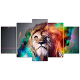 Tableau Lion Multicolore Design peinture lion sur toile