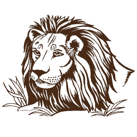 Sticker lion marron.