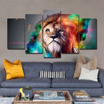 Tableau Lion Multicolore Design déco murale pour salon