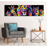 Peinture avec lion sur toile d'animaux en couleur