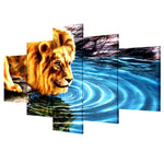 Tableau Lion Water dessin sur toile naturelle