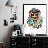 Tableau Lion Hippie dessin zen