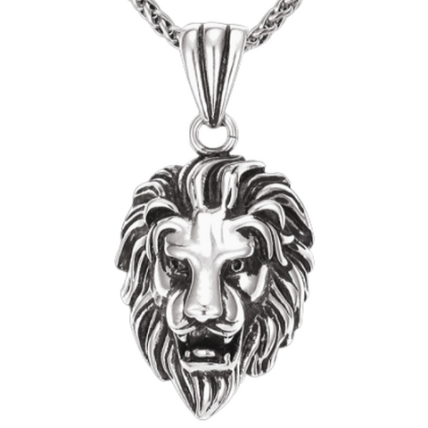Collie pendentif tête de lion argent.