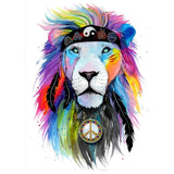 Tableau Lion Hippie beau dessin lion sur toile muralee