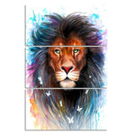 Tableau Lion Multicolore 3 Pièces peinture lion sur toile