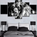 Grand Tableau Lion Noir et Blanc toile lion murale