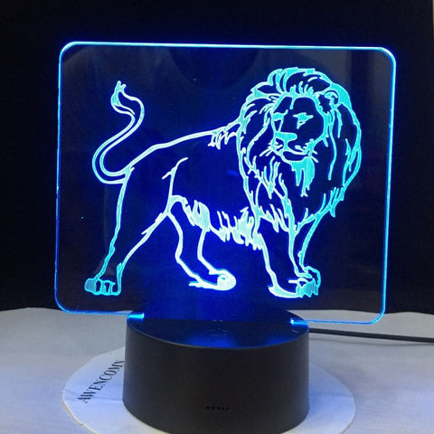 Lampe de Chevet Lion en Plaque bleue