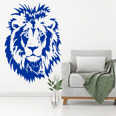 Sticker tête de lion bleue.
