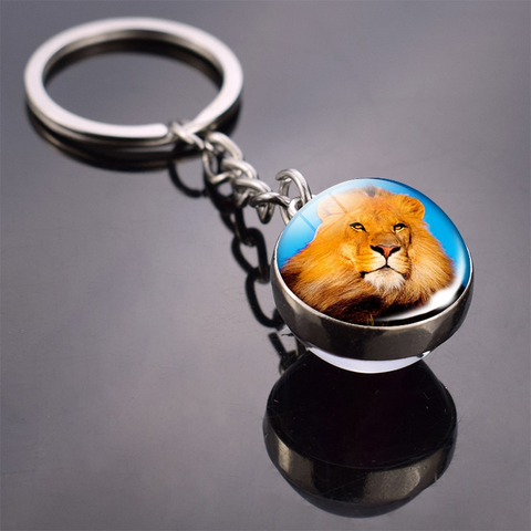 Porte Clef Lion Bleu zoom