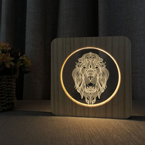 Lampe de Chevet Lion Espoir allumée