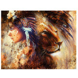 Tableau Lion Indienne dessin pour décoration murale