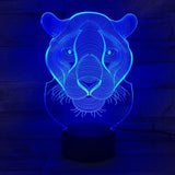 Lampe 3D Lionne Bleue allumée