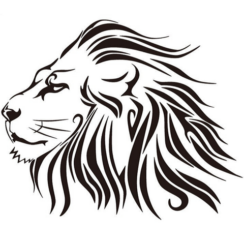 Sticker lion noir de profil.