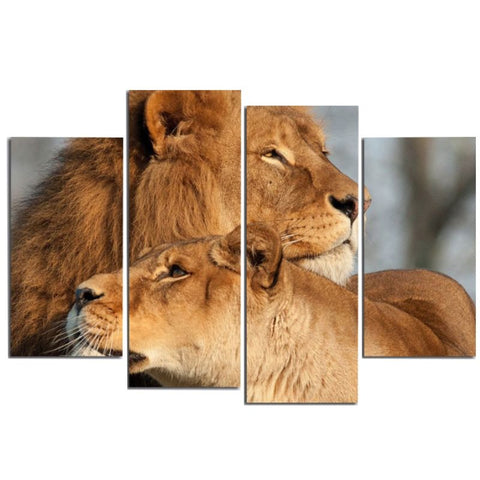 Lion et Lionne Tableau décoration intérieure couple de lions