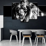 Grand Tableau Lion Noir et Blanc photo lion noir et blanc