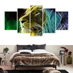 Tableau Lion Destin dessin sur toile fluo