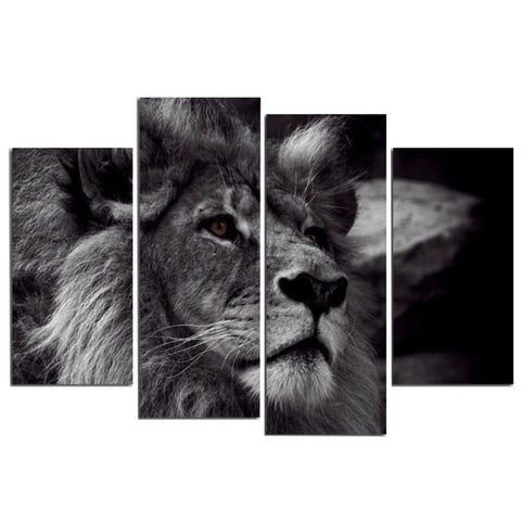 Photographie tête de lion noir et blanc
