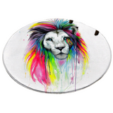 Tapis rond lion couleurs.