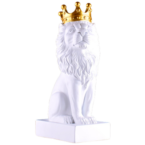 Statue lion décoration intérieur blanche.