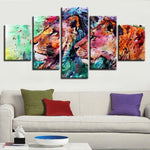 Tableau Lion et Lionne Art peinture contemporaine