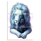 Tableau Lion Blanc Lion Noir dessin mural pour décoration d'intérieur