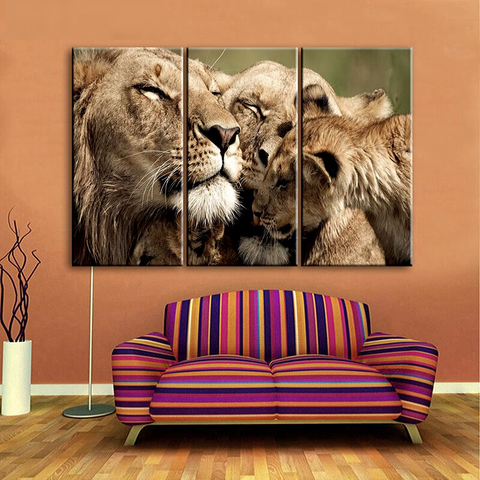 Cadre famille de lions.