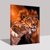 Grand canva décoration lion avec lionne.