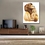 Magnifique tableau avec un lion dans un salon.