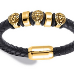 Bracelet Cuir Têtes de Lion