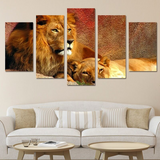 Tableau Lion et Lionne en couleurs.