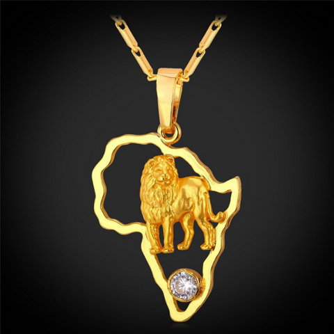 Collier Afrique avec Lion or.