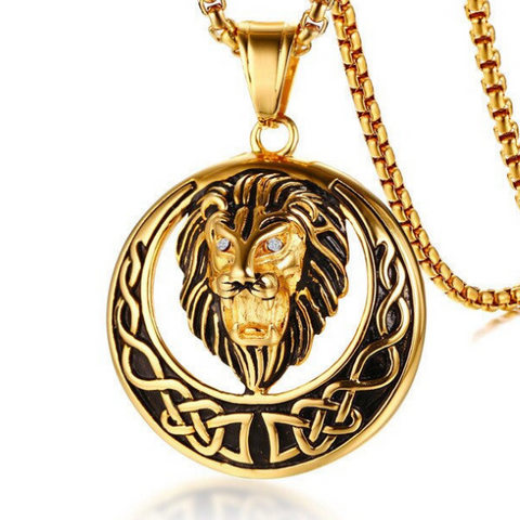 Pendentif lion pour homme en or.