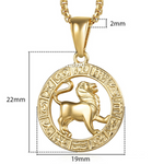 Pendentif collier signe zodiaque lion.