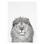 Toile lion en noir et blanc à encadrer.