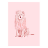 Toile imprimée lion rose assis.