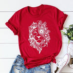 T-Shirt Lion Mixte Rouge
