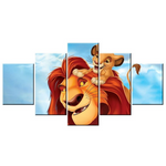 Tableau 5 pieces le roi lion en couleurs.