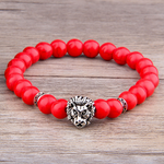 Bracelet Tête de Lion Rouge