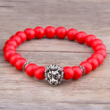 Bracelet Tête de Lion Rouge