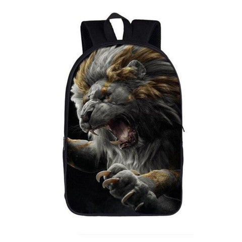 sac à dos noir avec lion enragé