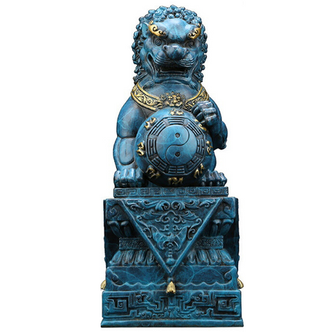 Statue lion asiatique.