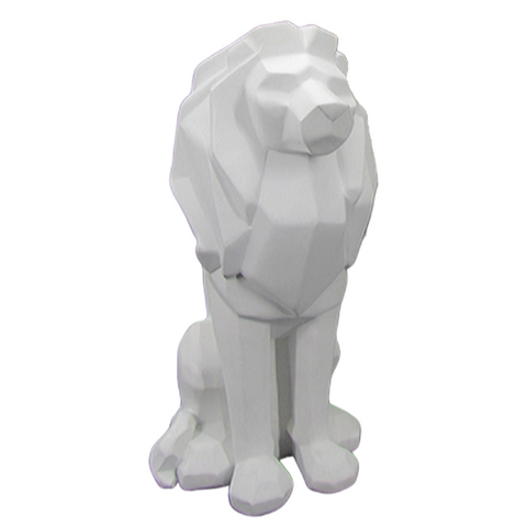 Statue lion origami blanche.