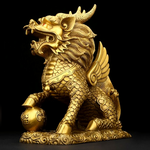 Statue lion chinois or