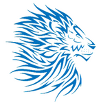Sticker lion bleu.