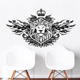 Autocollant décor lion avec couronne et motifs.