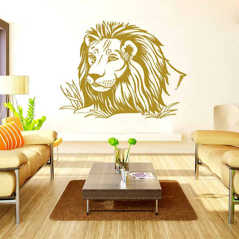 Sticker lion brun en décor.