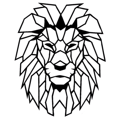 Sticker tête de lion géométrique.
